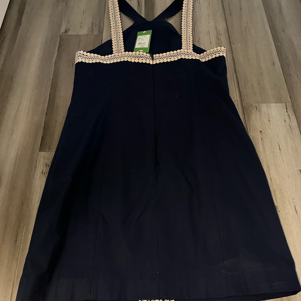 Lily Pulitzer navy blue and gold shift dress size 12